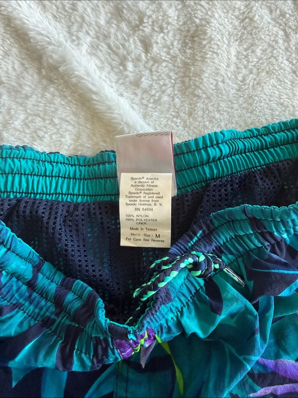 Speedo mens Tropical Leaf Swim Shorts in Teal, Navy & Purple